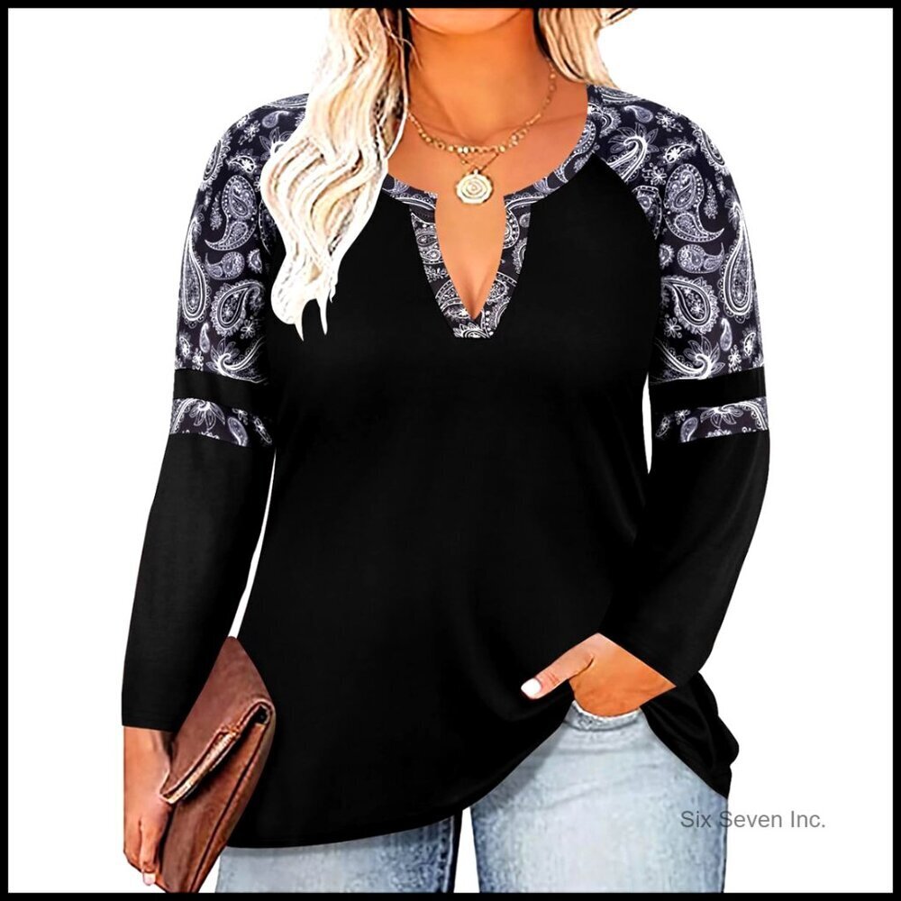 Long Sleeve Tunic Top Oversized Fall Blouse Crewneck Plus Size T-Shirt